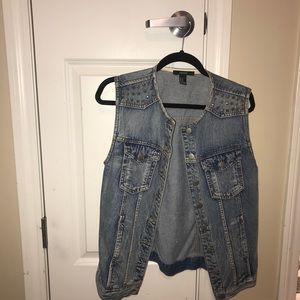 Denim studded vest